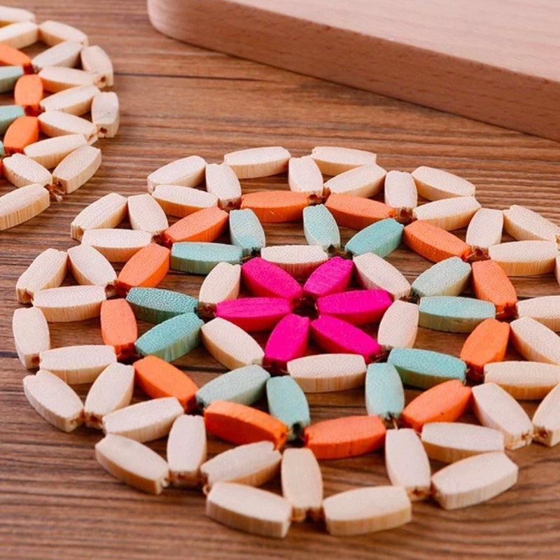 Desk Table Mats Round Bamboo Placemat Heat Insulation Pads Coasters - Cupindy