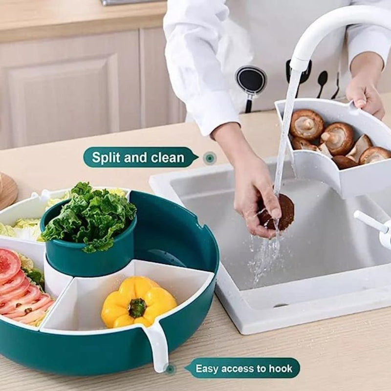 Double Ply Turntable Vegetable Basket Drying Strainer Bowl - Cupindy