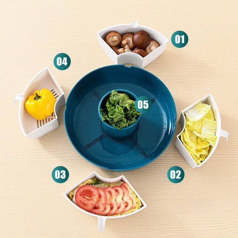 Double Ply Turntable Vegetable Basket Drying Strainer Bowl - Cupindy