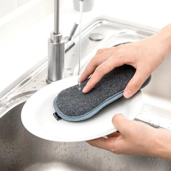 Dual Action Scrubbing Reusable Microfiber Sponge Non-Scratch - Cupindy