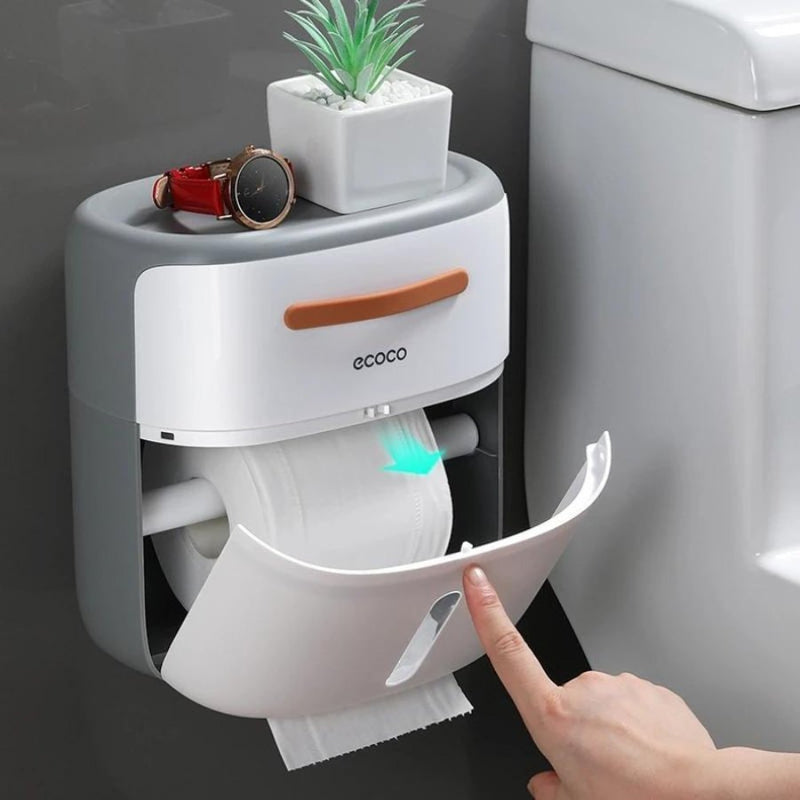 Ecoco Double Layer Toilet Paper Holder Waterproof - Cupindy