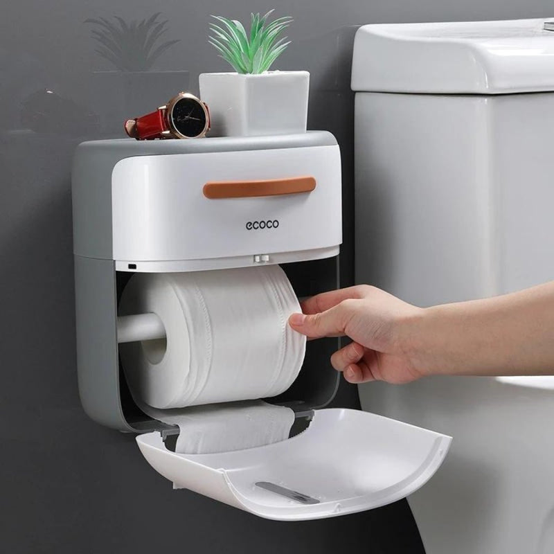 Ecoco Double Layer Toilet Paper Holder Waterproof - Cupindy