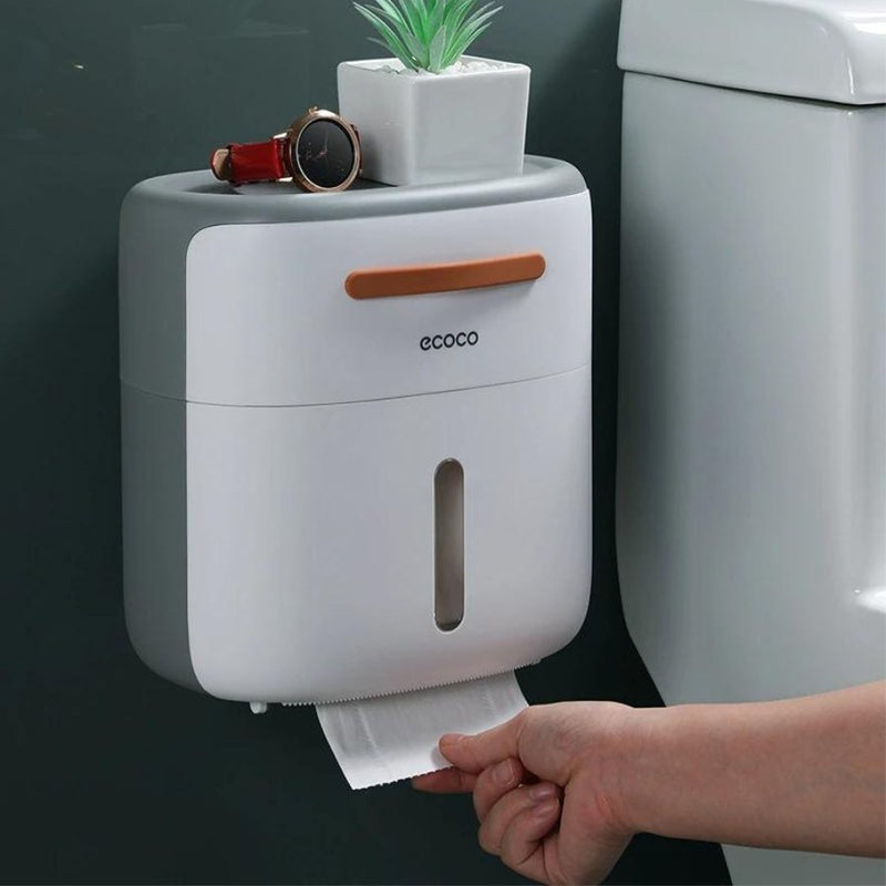 Ecoco Double Layer Toilet Paper Holder Waterproof - Cupindy