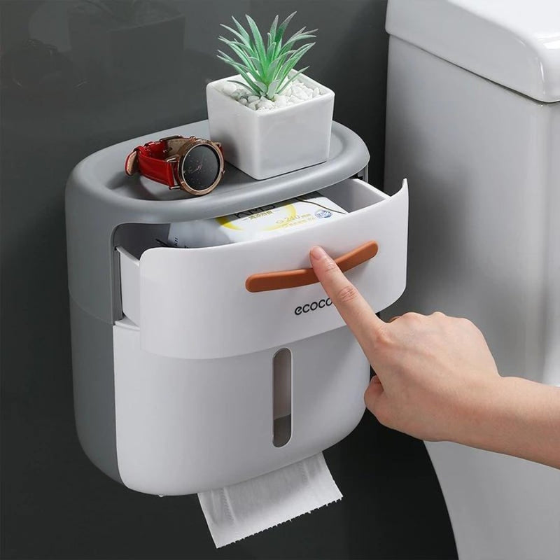 Ecoco Double Layer Toilet Paper Holder Waterproof - Cupindy