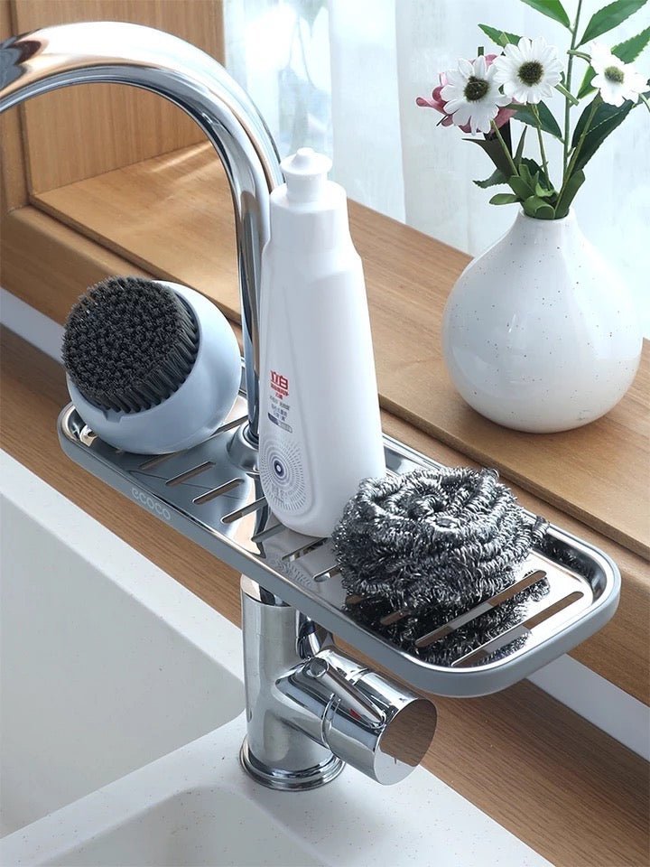 ECOCO Faucet Sponge Soap Drainage Storage Rack Sink Adjustable Dish Cloth Drain Holder Bathroom Kitchen Accessories Organizer - Cupindy