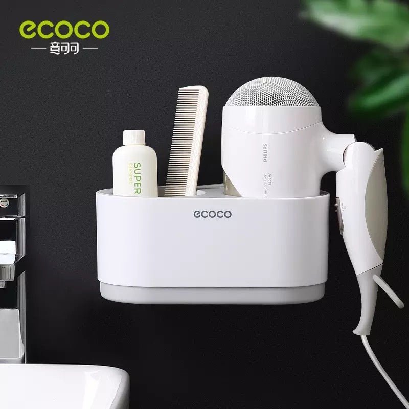 ECOCO Hair Dryer Rack Wall Mounted Punch Free Bathroom Accessories Set Home Bathroom Shelve Bathroom Holder Tool Drainage - Cupindy