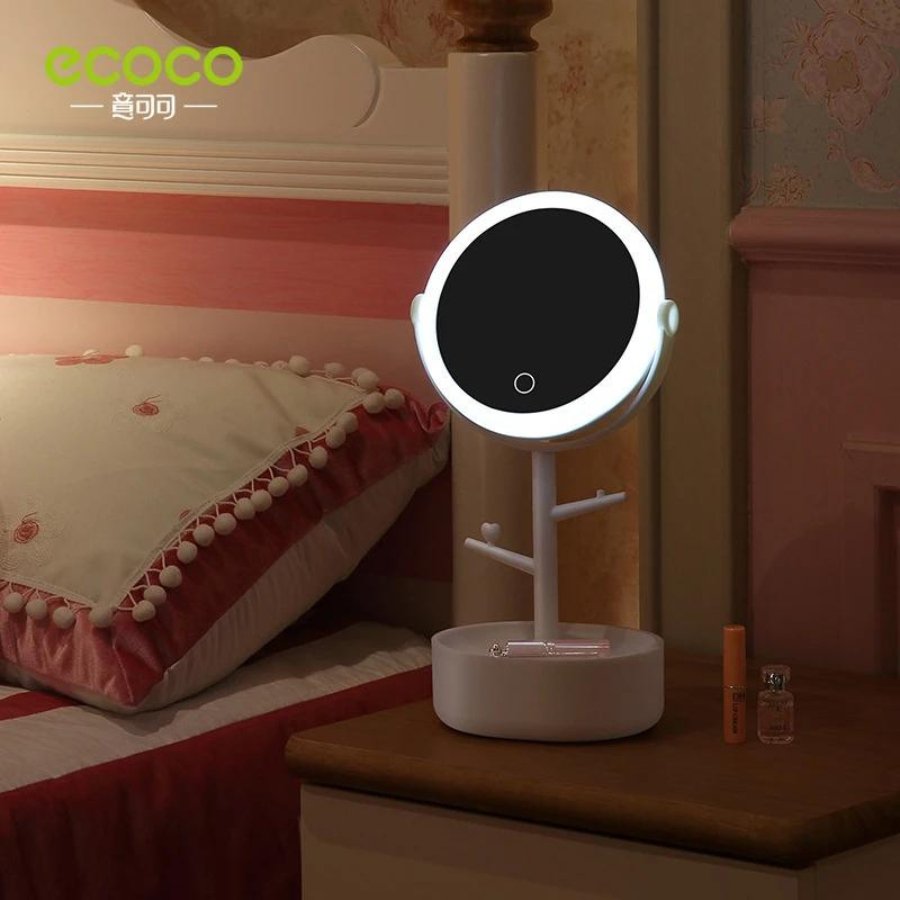 Ecoco LED Makeup Mirror With Light Cosmetics Storage - Cupindy