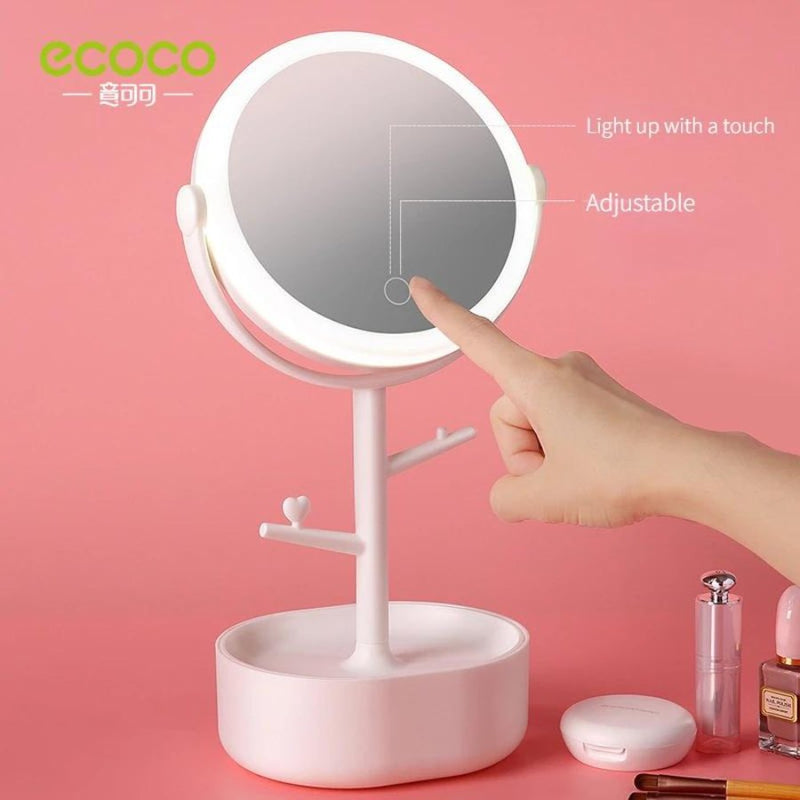 Ecoco LED Makeup Mirror With Light Cosmetics Storage - Cupindy