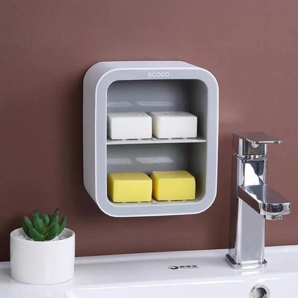 ECOCO Soap Box Creative Drain Toilet Suction Cup Wall-mounted Non-perforated Student Dormitory with Multi-layer Kitchen Rack - Cupindy