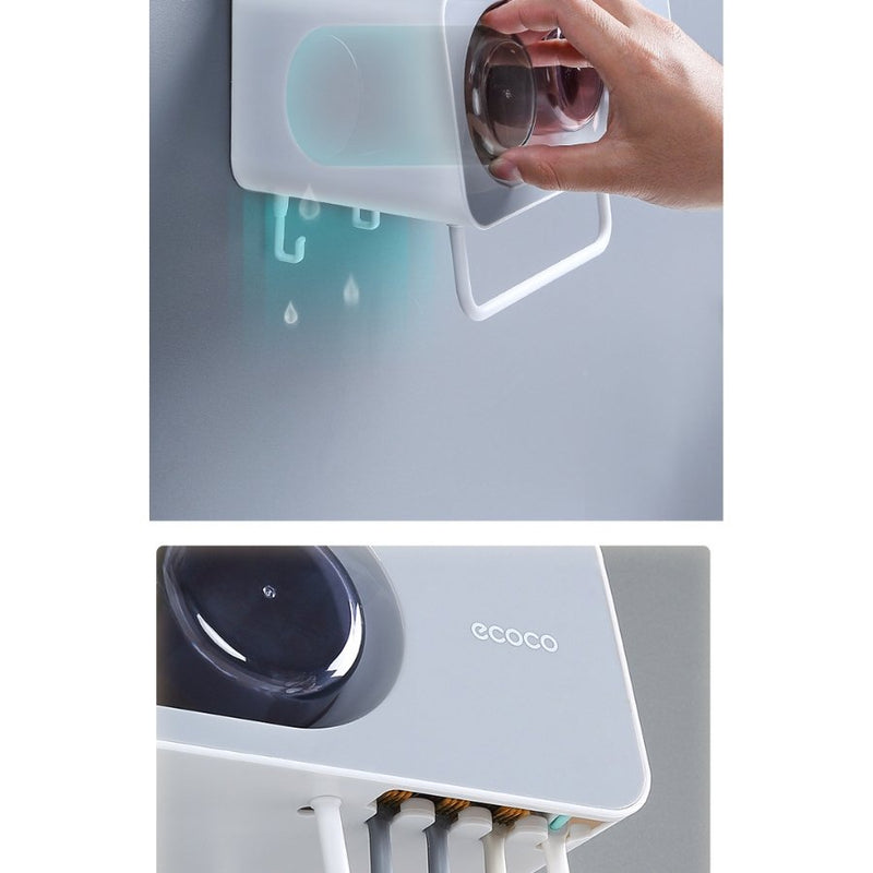 ECOCO Wall Mount Automatic Toothpaste Dispenser Bathroom Accessories Set - Multi Colors - Cupindy