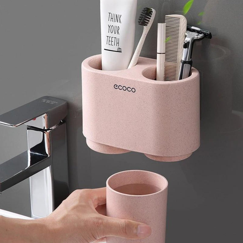 ECOCO Wall-Mounted Magnetic Toothbrush Holder Bathroom Drain Rack - Cupindy