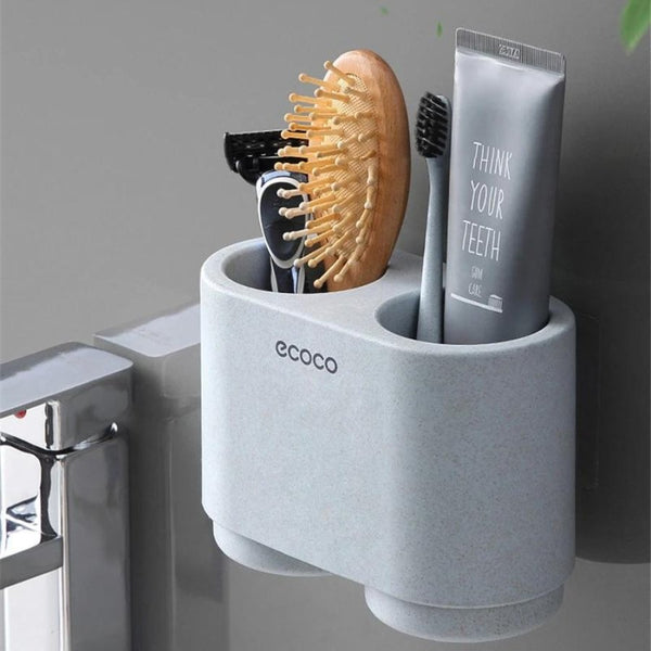 ECOCO Wall-Mounted Magnetic Toothbrush Holder Bathroom Drain Rack - Cupindy