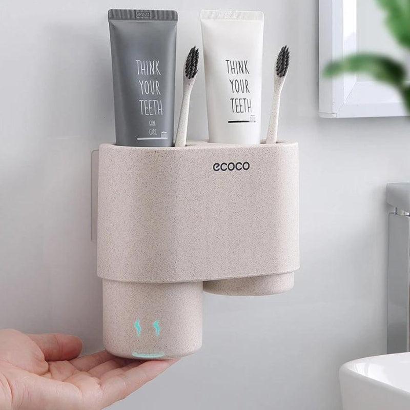 ECOCO Wall-Mounted Magnetic Toothbrush Holder Bathroom Drain Rack - Cupindy