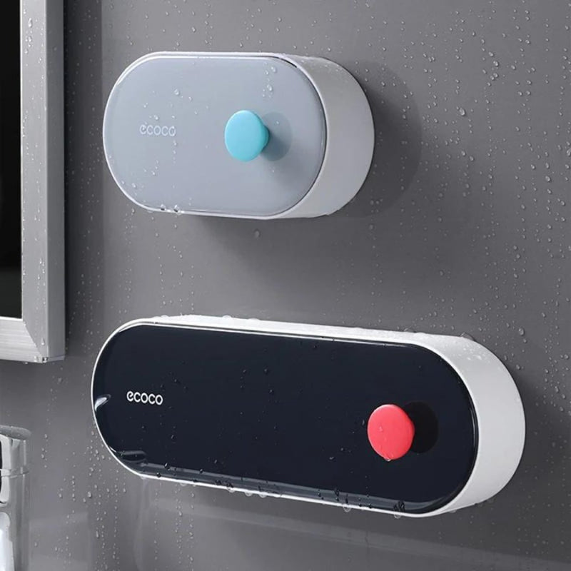 ECOCO Wall-mounted Soap Dish With Lid Drain - Multi Colors - Cupindy
