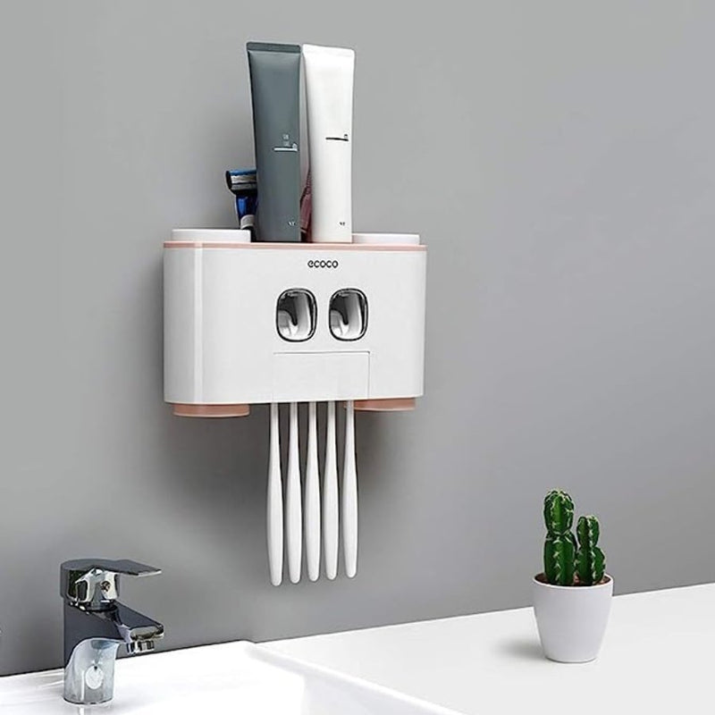 ecoco Wall-Mounted Toothbrush Holder with 2 Toothpaste Dispensers - Cupindy
