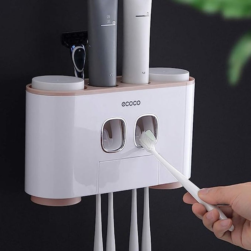 ecoco Wall-Mounted Toothbrush Holder with 2 Toothpaste Dispensers - Cupindy