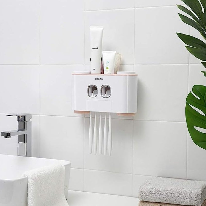ecoco Wall-Mounted Toothbrush Holder with 2 Toothpaste Dispensers - Cupindy
