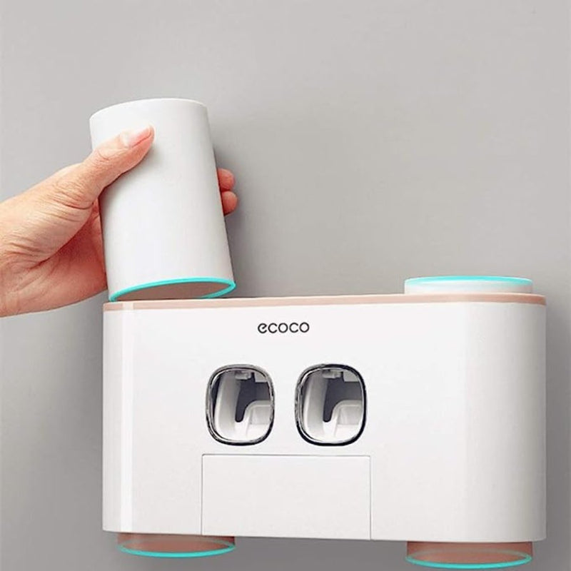ecoco Wall-Mounted Toothbrush Holder with 2 Toothpaste Dispensers - Cupindy
