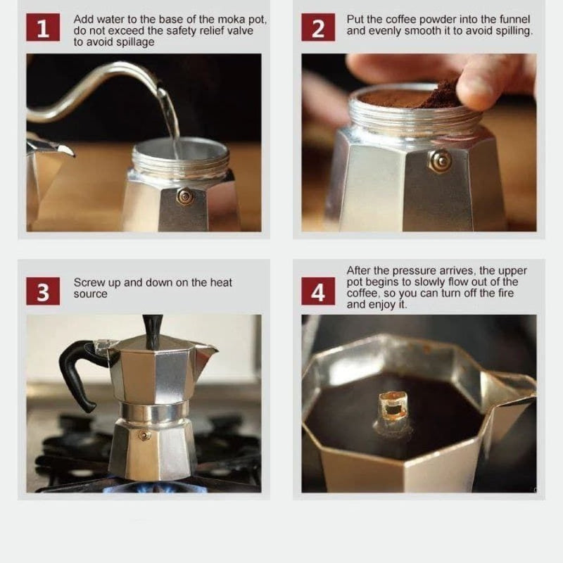Espresso Maker, 3 Cup Classic Italian Style Moka Pot - Aluminum - Cupindy