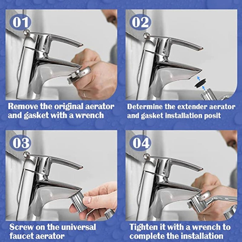 Faucet Extender, 1080° Rotating Faucet Aerator for Bathroom Kitchen Sink, 2 Mode - Cupindy