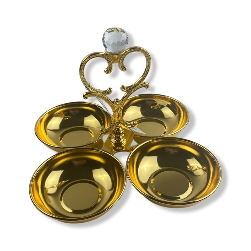 Four Plates Golden Serving Plate With Holder, 25 cm - Cupindy