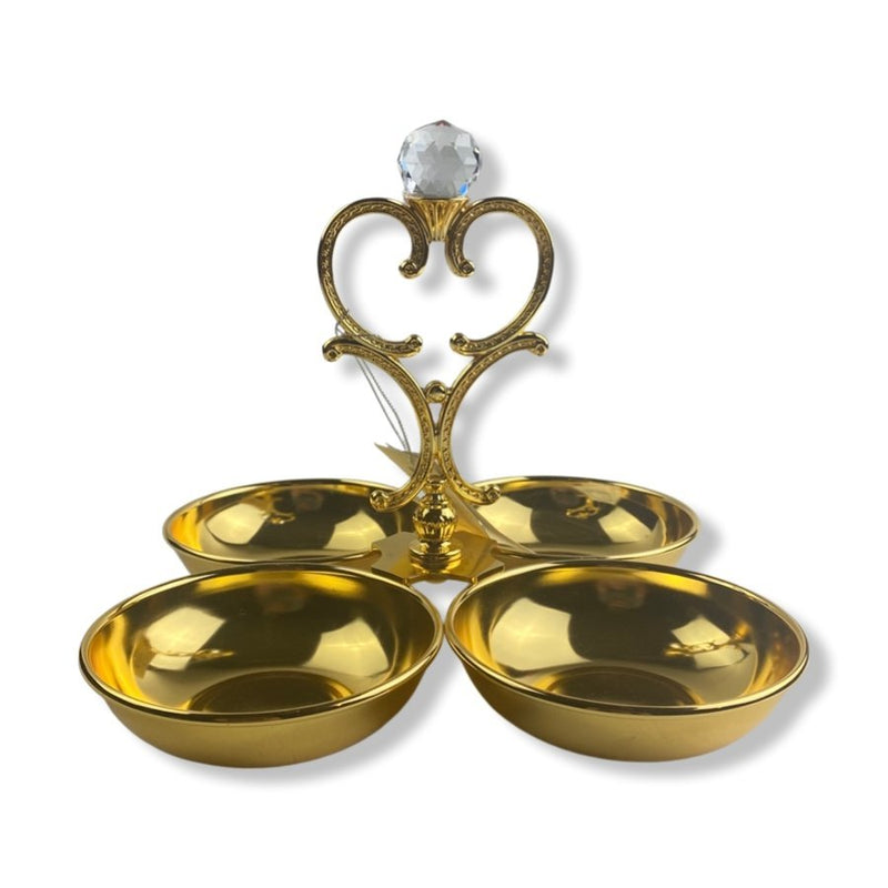 Four Plates Golden Serving Plate With Holder, 25 cm - Cupindy