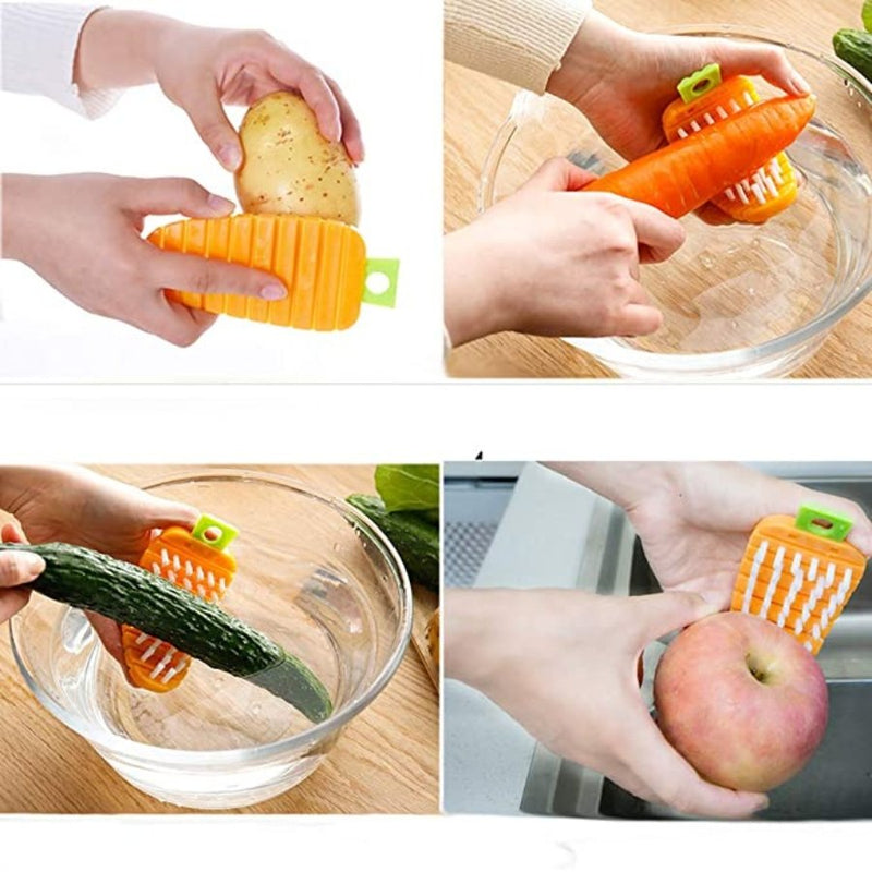 Flexible Vegetable Brush Fruit And Vegetable Cleaning Brushes Potato  Scrubber Produce And Veggie Brush Carrot Pattern Kitchen Cleaning Tools (1p