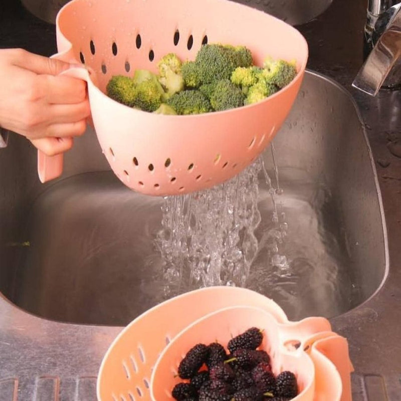 Fruit And Vegetable Strainer, Heart Shape, 3 Pieces - White - Cupindy