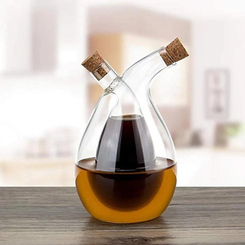 Glass Olive Oil Bottle Cruet (Water droplets), 2 in 1 Kitchen Supplies Glass Oil and Vinegar Bottles - Cupindy