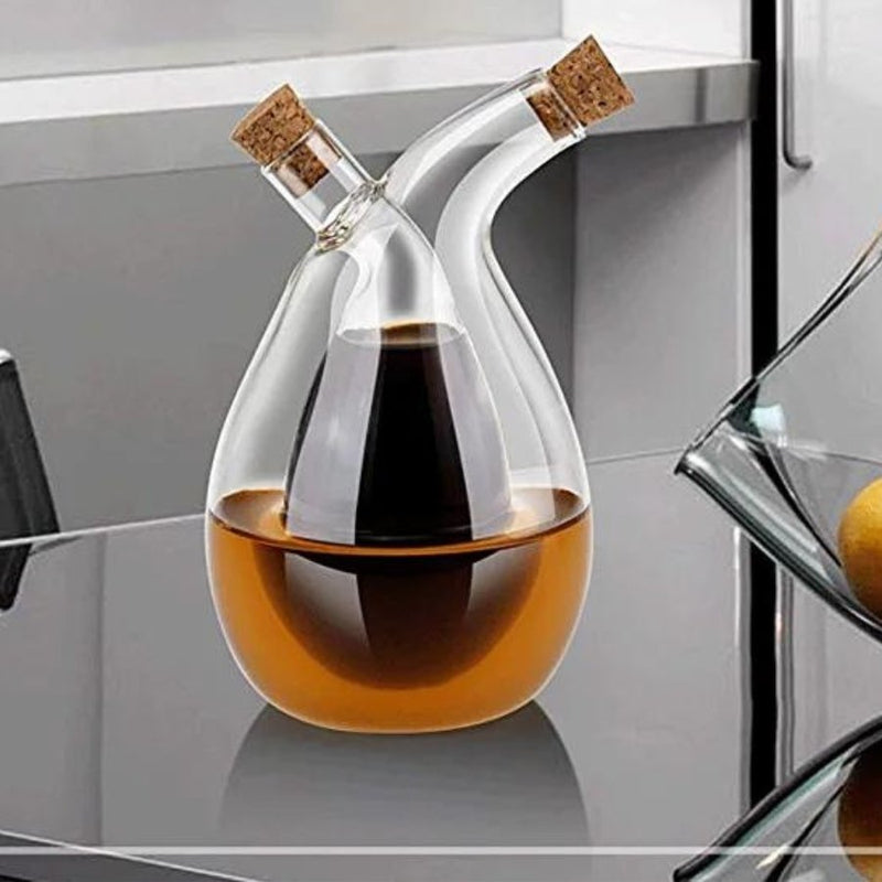 Glass Olive Oil Bottle Cruet (Water droplets), 2 in 1 Kitchen Supplies Glass Oil and Vinegar Bottles - Cupindy