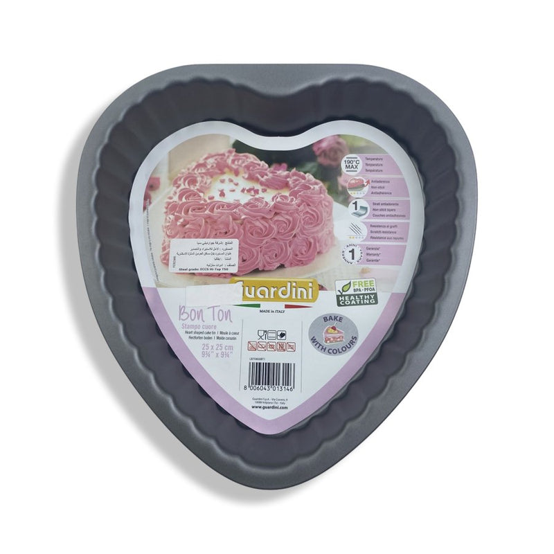 Guardini Bakeware Rose Bon Ton Heart Shaped Cake Tin, LB70800BT1, 25cm - Cupindy