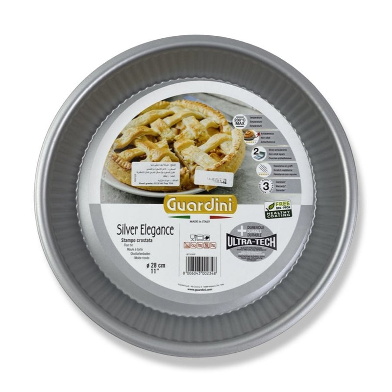 Guardini Bakeware Silver Elegance Flan Tin, LB71028SE, 28 cm - Cupindy