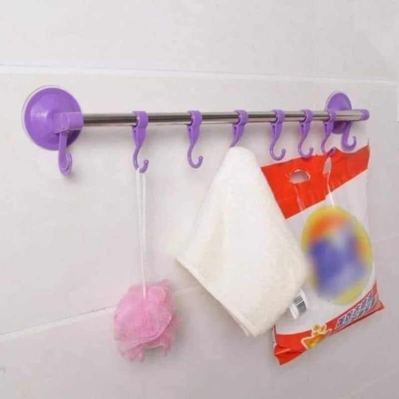 Hanger With 4 Hooks - Strong Wall Attachable - Multi Colors - Cupindy