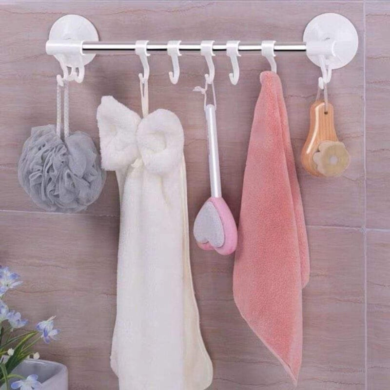 Hanger With 4 Hooks - Strong Wall Attachable - Multi Colors - Cupindy