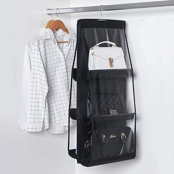 Hanging Purse Handbag Organizer, Dust-Proof Space Saver Storage Holder Bag, 6 Pockets - Cupindy