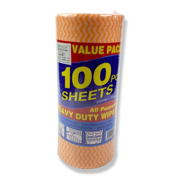 Heavy Duty Wipes Roll, Pack of 100 Sheets - Cupindy