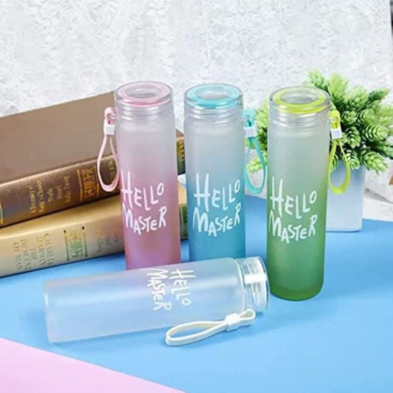 Hello Master Water Bottle New Frosted Glass Colorful Letter With Pope Portable Travel My Drink 500 ml - Cupindy