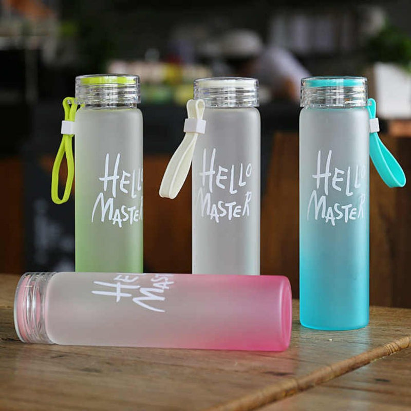 Hello Master Water Bottle New Frosted Glass Colorful Letter With Pope Portable Travel My Drink 500 ml - Cupindy