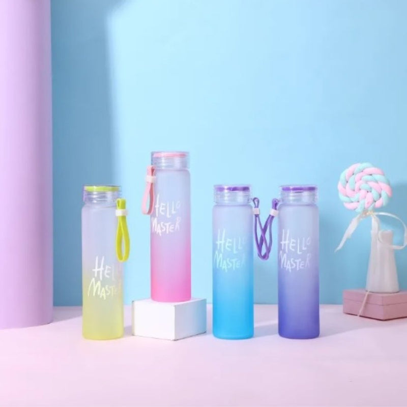 Hello Master Water Bottle New Frosted Glass Colorful Letter With Pope Portable Travel My Drink 500 ml - Cupindy
