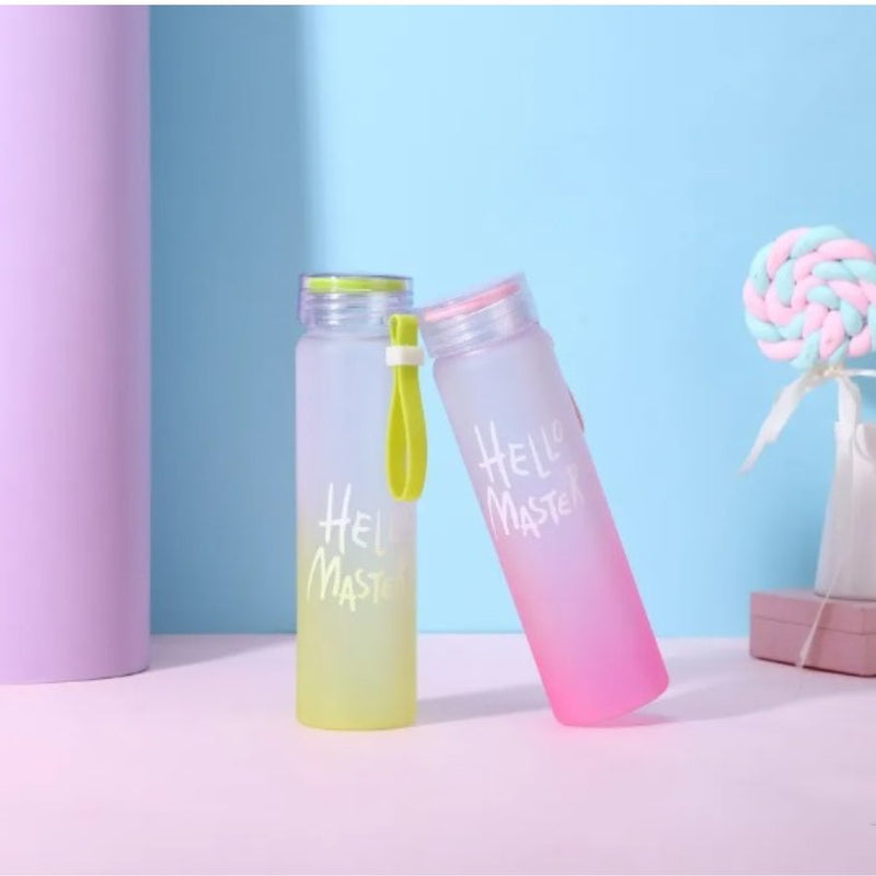 Hello Master Water Bottle New Frosted Glass Colorful Letter With Pope Portable Travel My Drink 500 ml - Cupindy