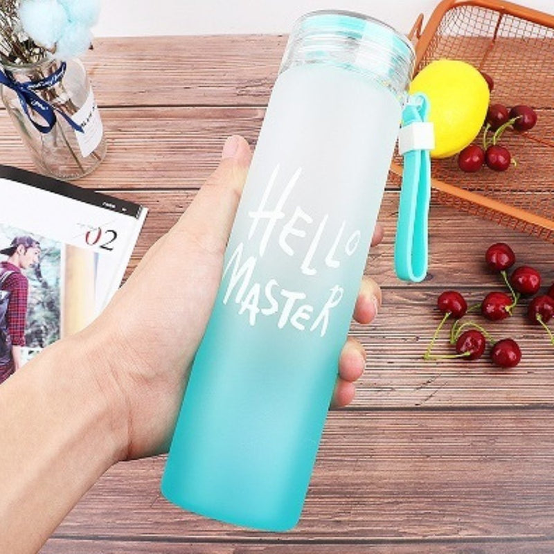 Hello Master Water Bottle New Frosted Glass Colorful Letter With Pope Portable Travel My Drink 500 ml - Cupindy