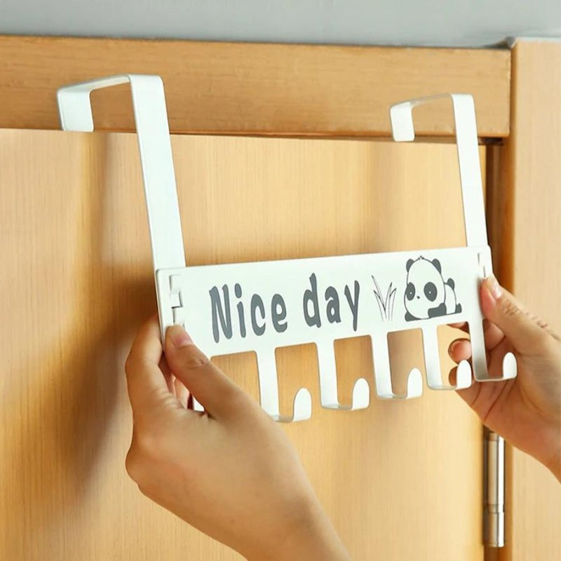 Hooks Over The Door 6 Hooks Hat Clothes Bag Shelf - Cupindy