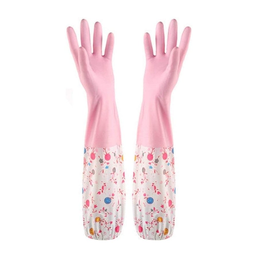 Housework Cleaning Latex Rubber Bundle Cuff Winter Velvet Lining Dishwashing Long - Cupindy