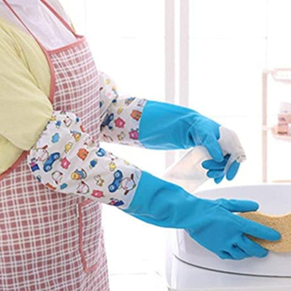Housework Cleaning Latex Rubber Bundle Cuff Winter Velvet Lining Dishwashing Long - Cupindy