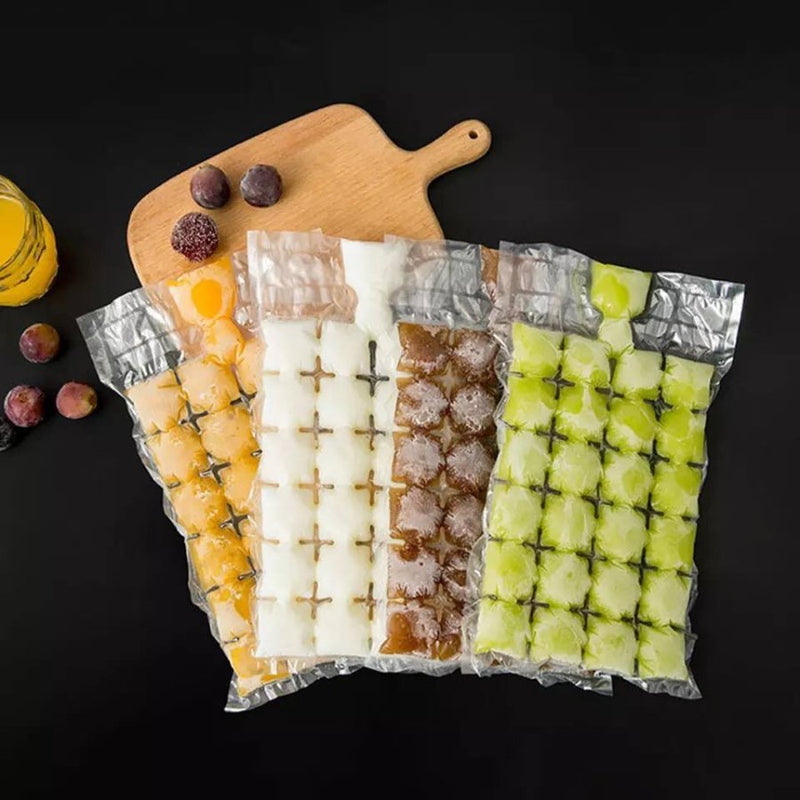 Ice Cube Bags Disposable, Ice Cube Mold Trays Self-Seal Faster Freezing Maker (10pcs, 240 Ice Cubes) - Cupindy
