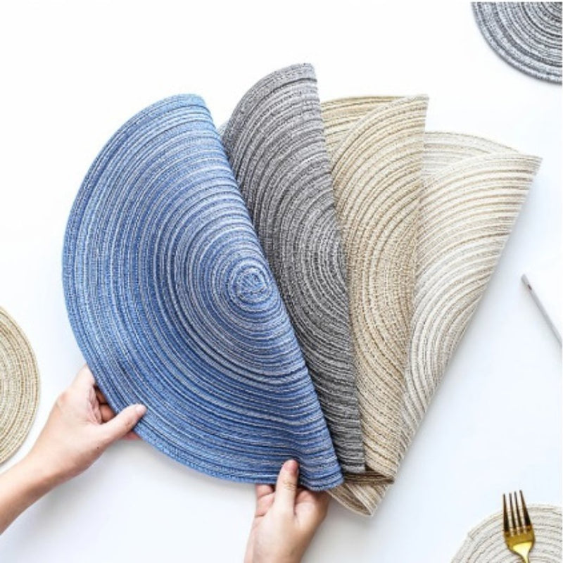 Japanese Style Ramie Thread Round Placemat Hand-woven Tabletop Non-slip Bowl Mat - Cupindy