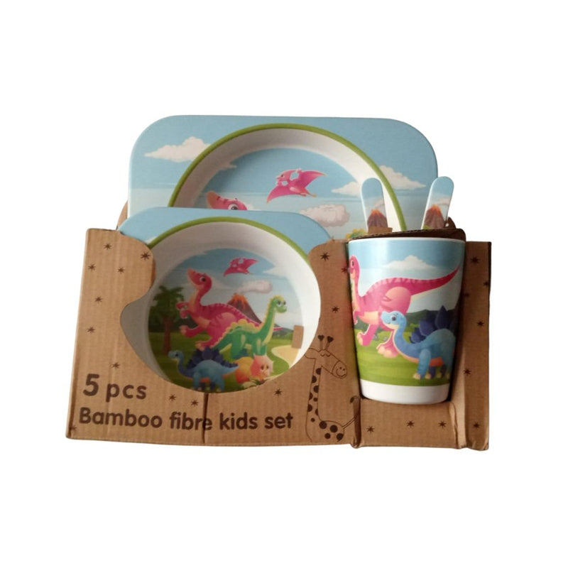 kid 5 Piece Bamboo Fiber Dinner Set For Kids - Cupindy