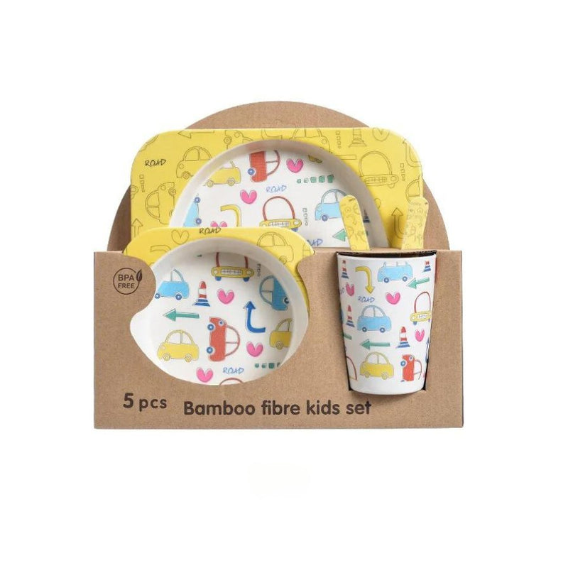 kid 5 Piece Bamboo Fiber Dinner Set For Kids - Cupindy