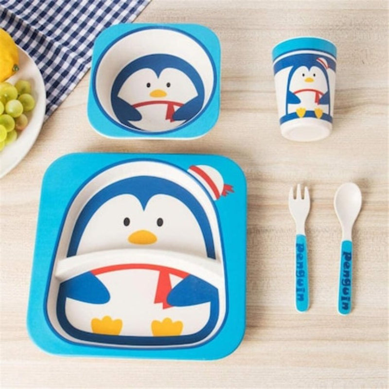 kid 5 Piece Bamboo Fiber Dinner Set For Kids - Cupindy