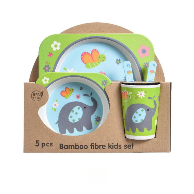 kid 5 Piece Bamboo Fiber Dinner Set For Kids - Cupindy